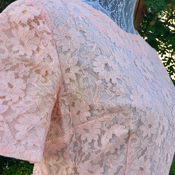 💕 VINTAGE pink LACE party DRESS! - Picture 7 of 12